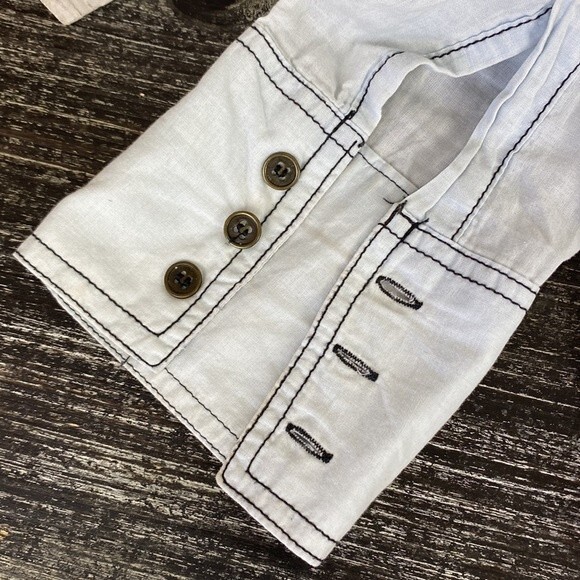 Free People Blue Long sleeve Cotton Button front Top XS - Picture 5 of 8